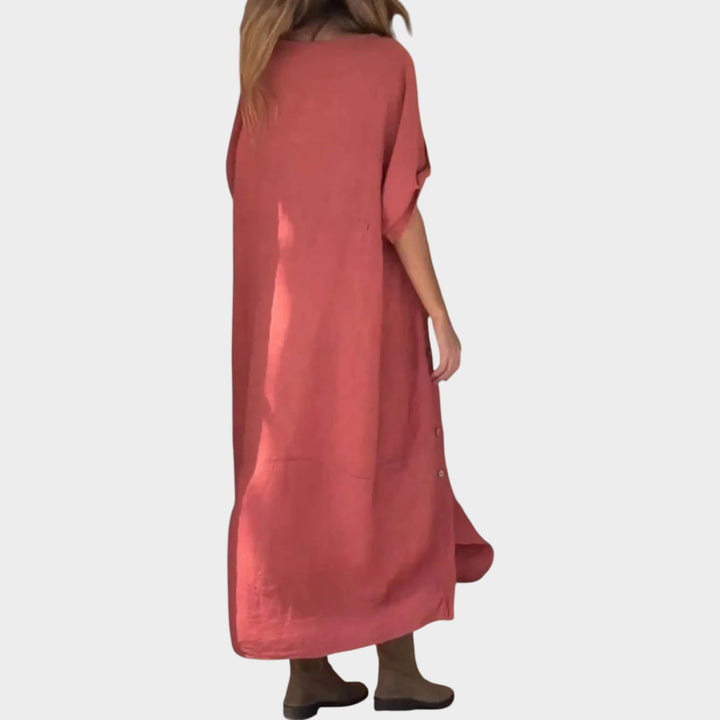 Relaxed Button‑Detail Maxi Dress