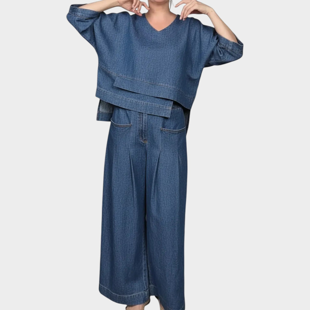 Relaxed Layered Denim Two-Piece Set
