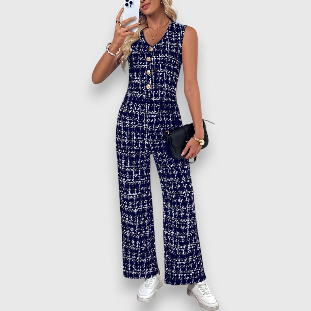 Two-Piece Set with V-Neck and Matching Pants