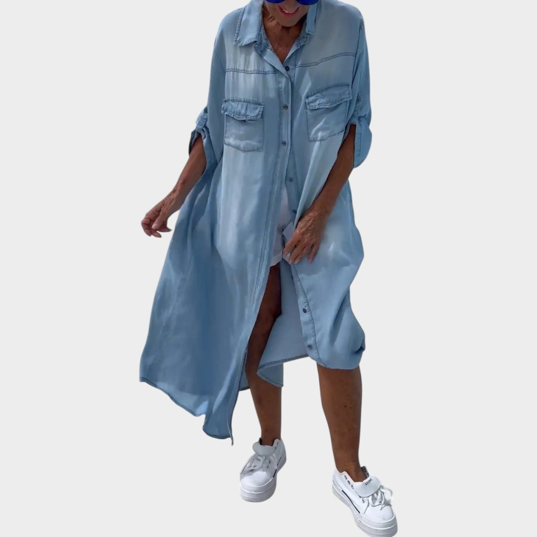 Oversized Button-Down Shirt Dress