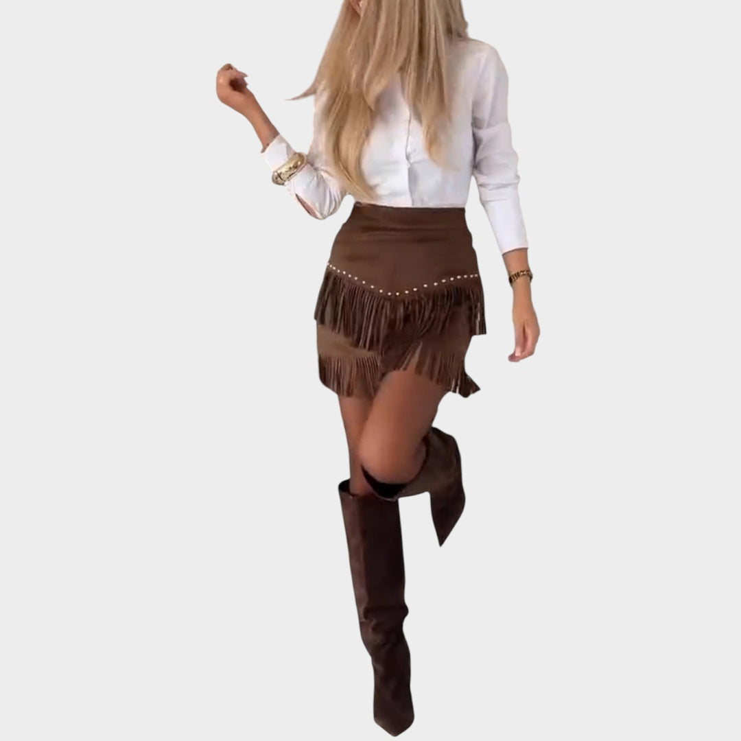 Western Fringe Mini Skirt