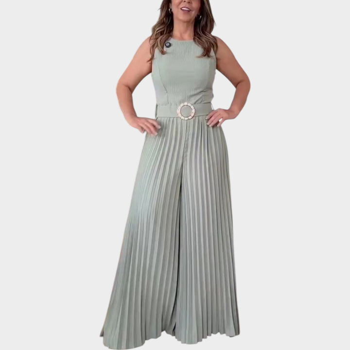 Pleated Wide-Leg Jumpsuit