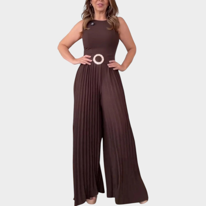 Pleated Wide-Leg Jumpsuit