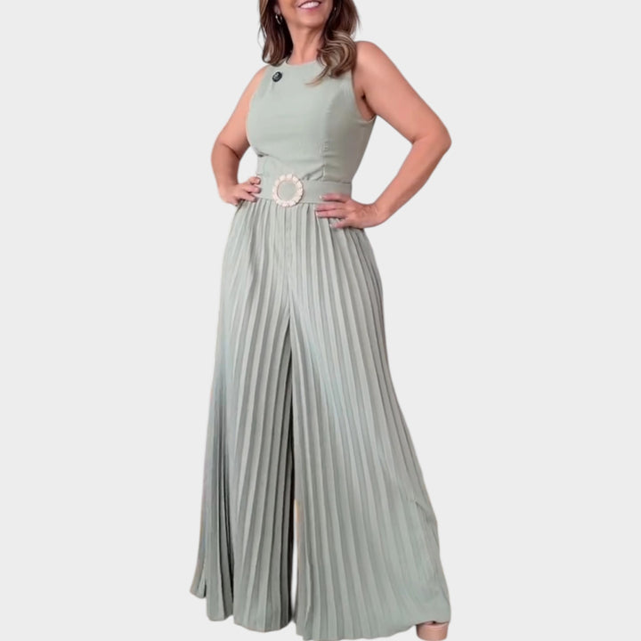 Pleated Wide-Leg Jumpsuit