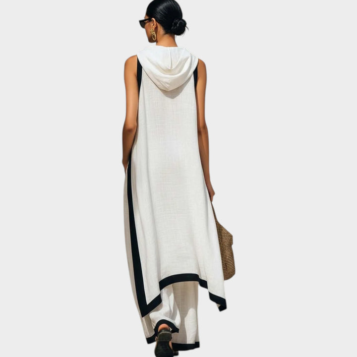 Asymmetric Contrast Trim Two-Piece Set
