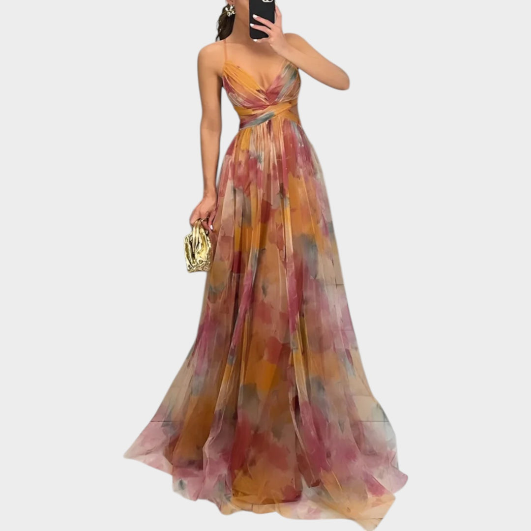 Flowing Chiffon Floral Maxi Dress