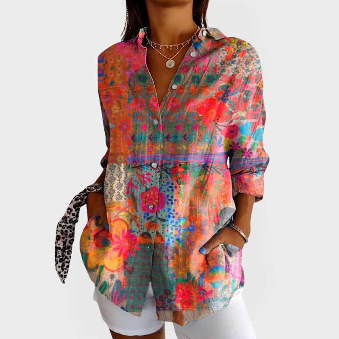 Vintage Floral Print Blouse