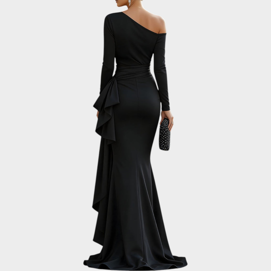One-Shoulder Draped Evening Gown