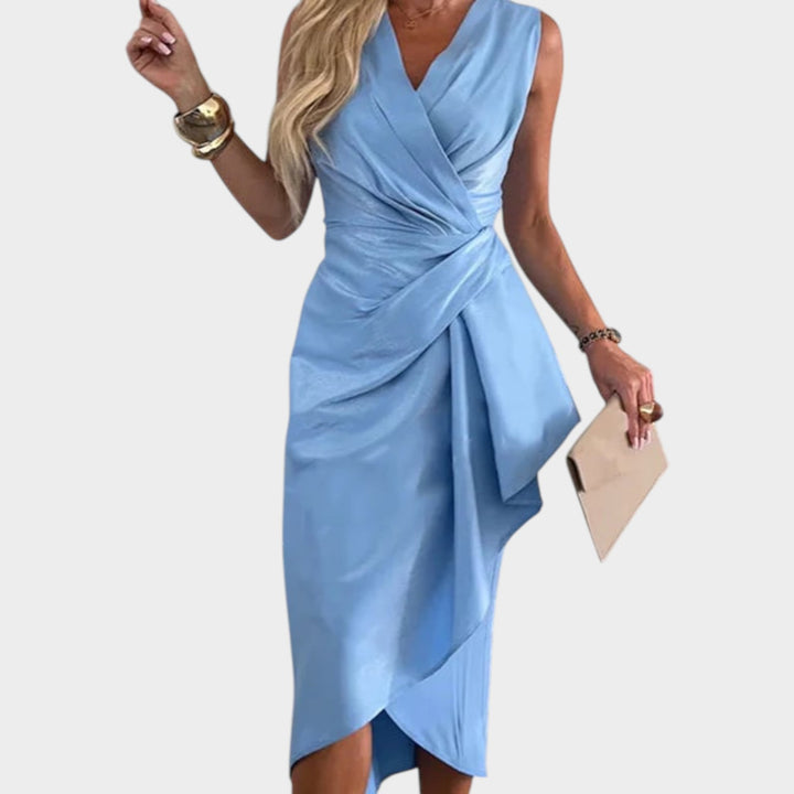 Draped Sleeveless Midi Dress