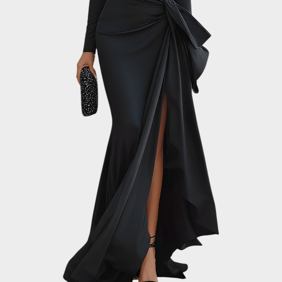 One-Shoulder Draped Evening Gown