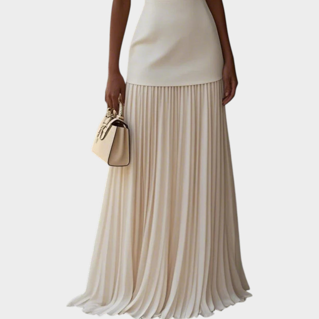 Elegant Pleated Maxi Evening Dress