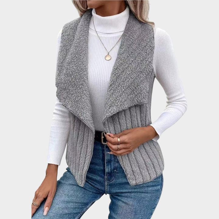 Textured Open-Front Layering Vest