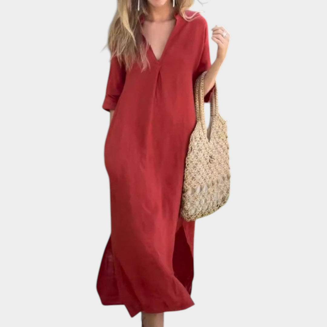 Relaxed V-Neck Maxi Dress