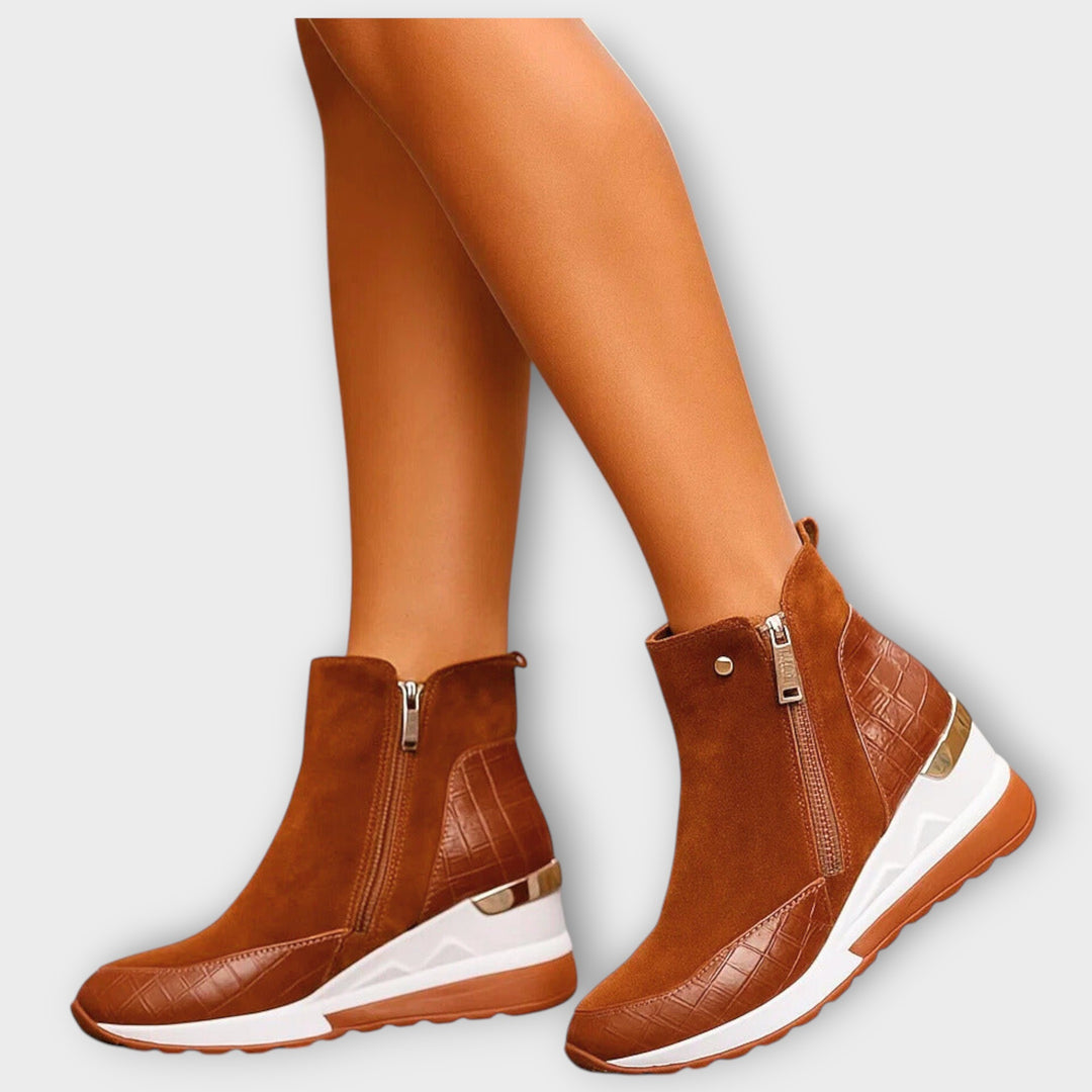 Wedge Sole Zip Ankle Sneakers
