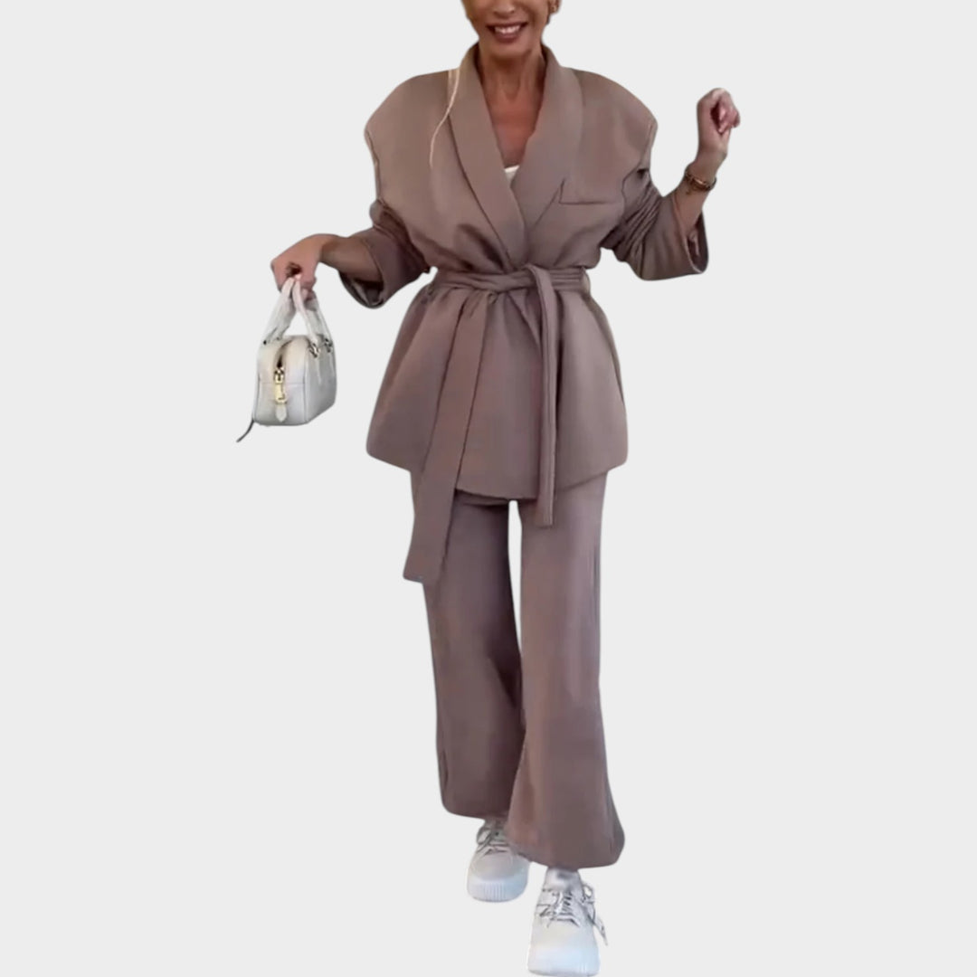 Belted Tailored Two-Piece Set