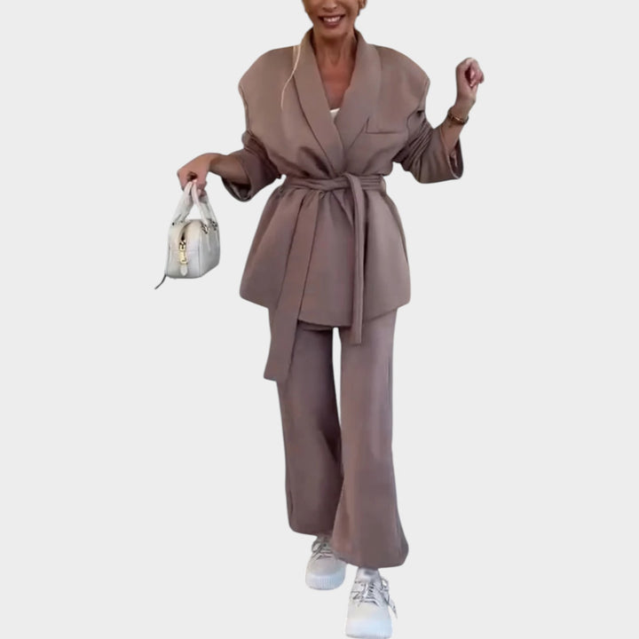 Belted Tailored Two-Piece Set