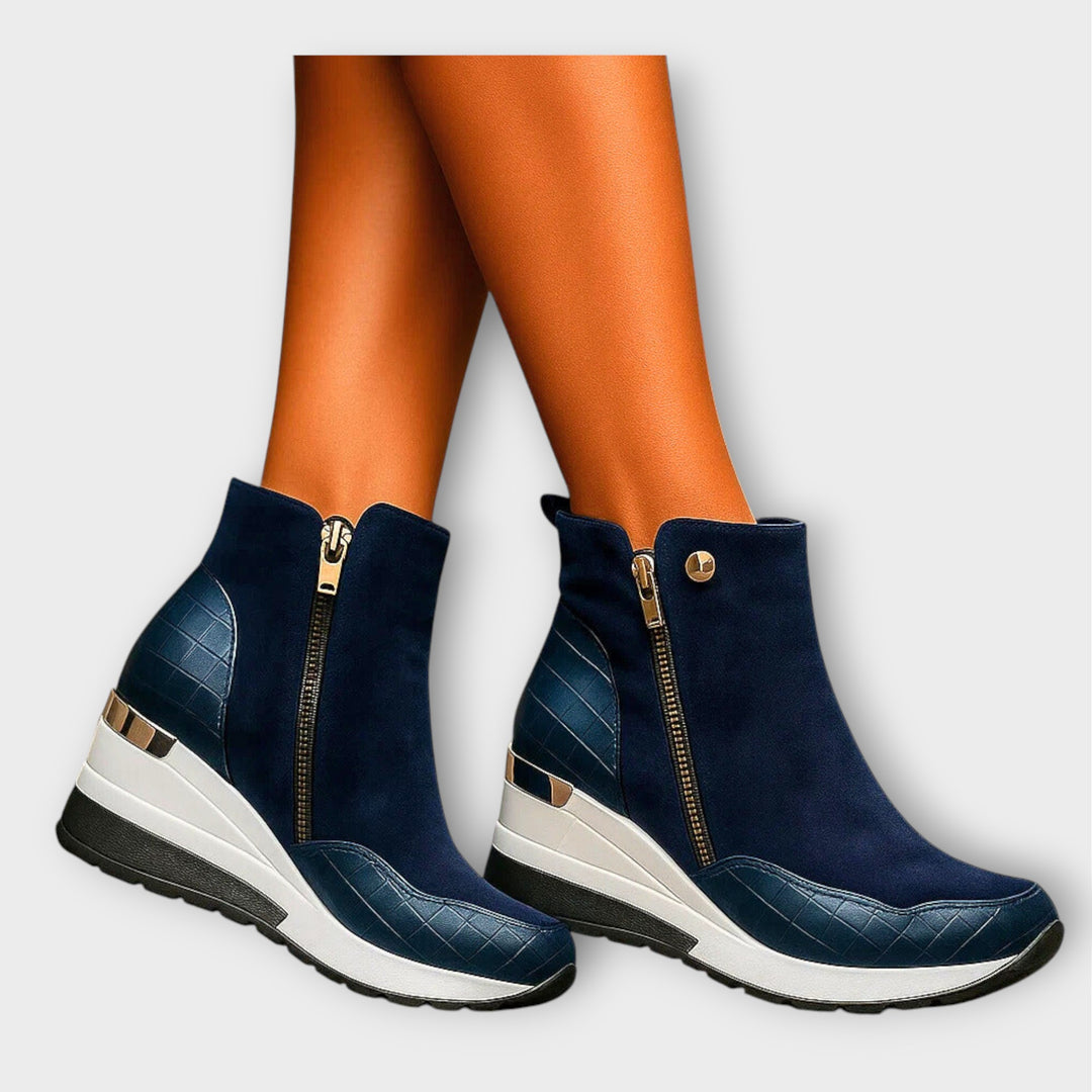 Wedge Sole Zip Ankle Sneakers