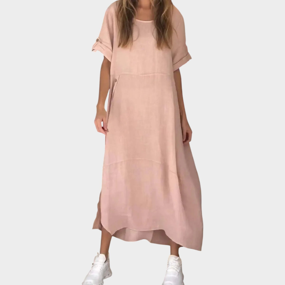 Relaxed Button‑Detail Maxi Dress