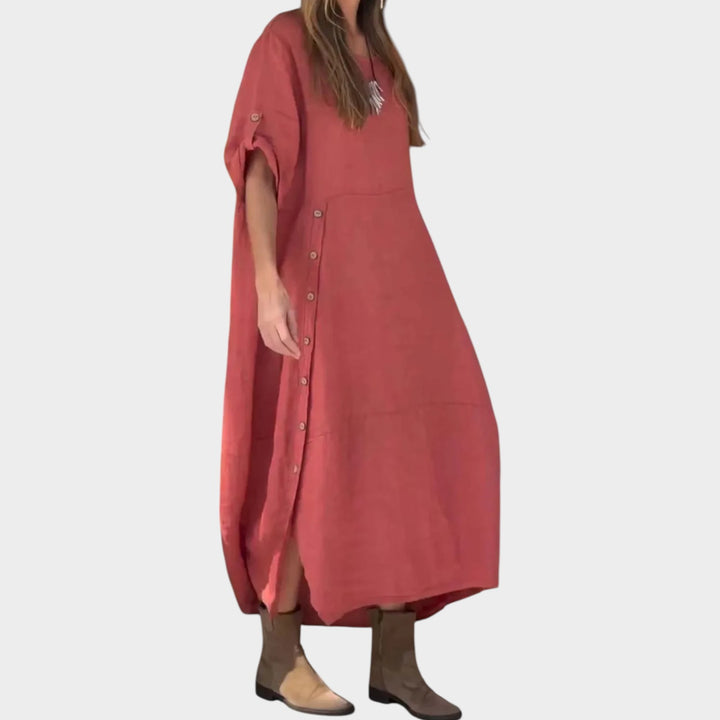 Relaxed Button‑Detail Maxi Dress