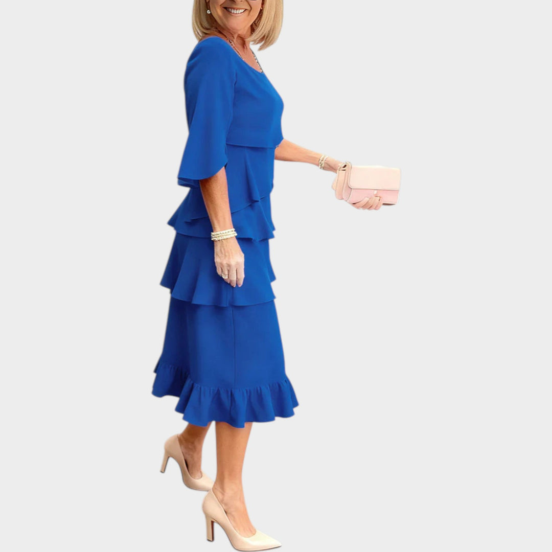Layered Ruffle Midi Dress