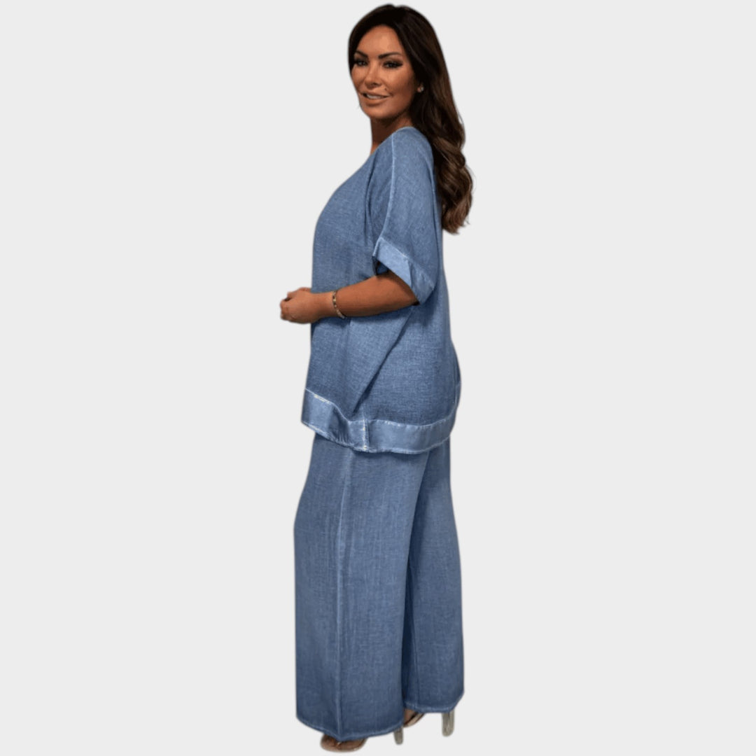 Relaxed V-Neck Two-Piece Set