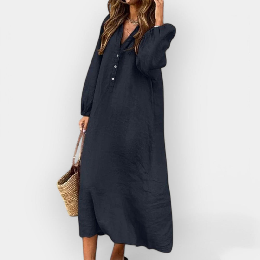 Elegant Linen Dress with Stylish Cut