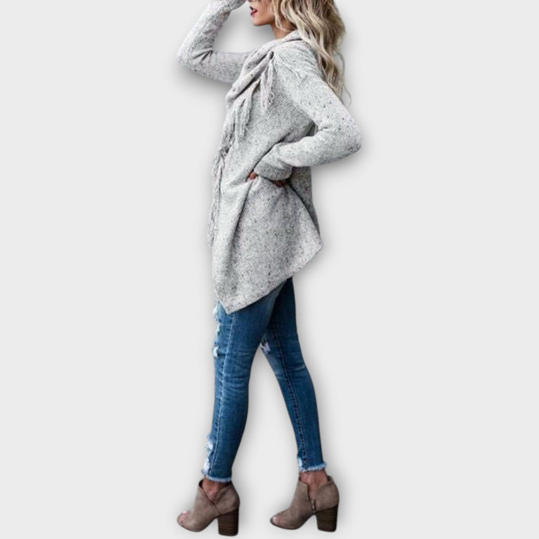 Cozy Fringe Wrap Knit Sweater