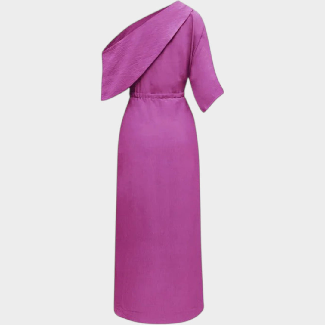 Asymmetric One-Shoulder Wrap Dress