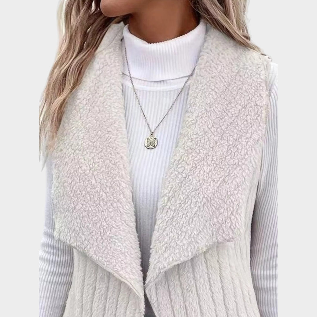 Textured Open-Front Layering Vest