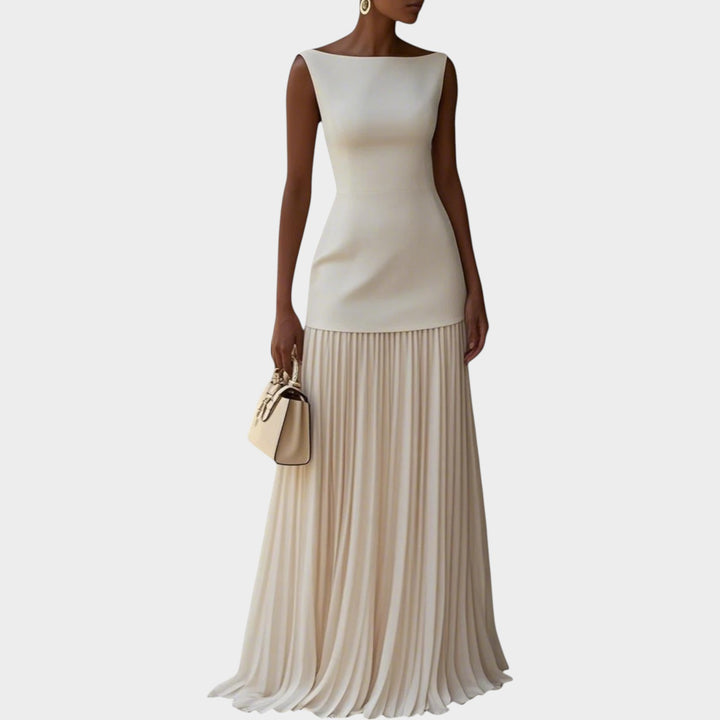 Elegant Pleated Maxi Evening Dress
