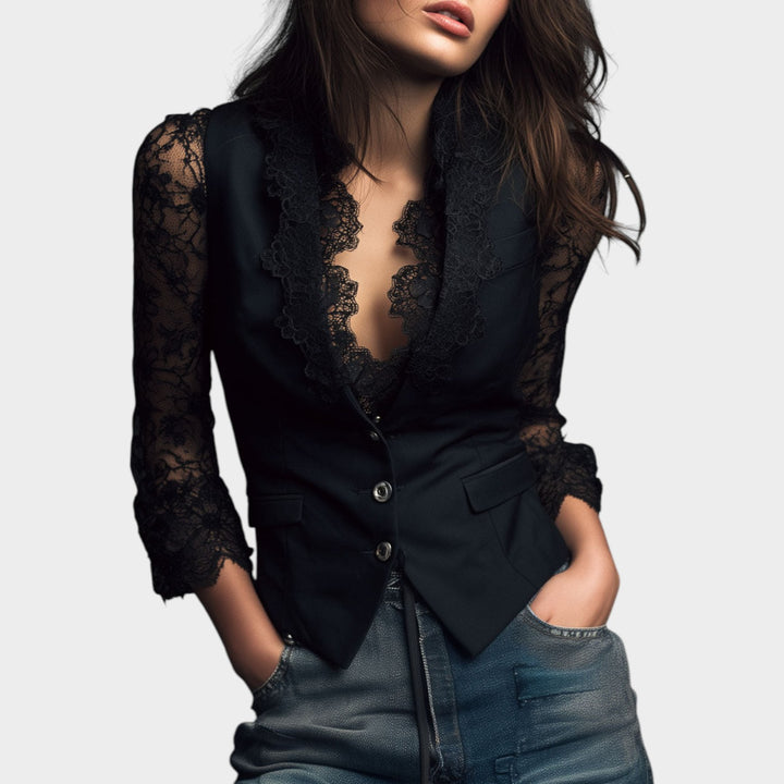 Lace Sleeve Tailored Blazer
