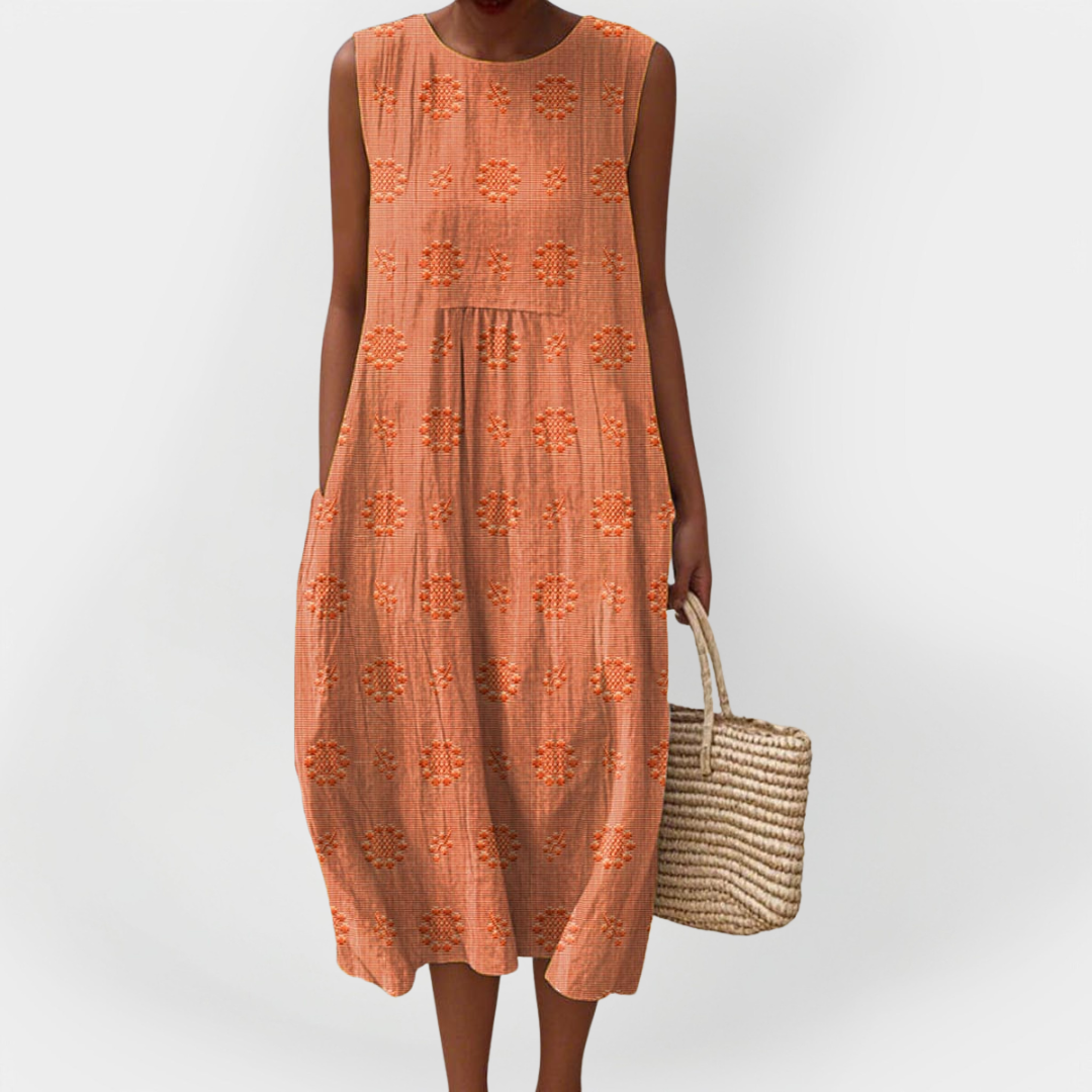 Textured Sleeveless Midi Dress