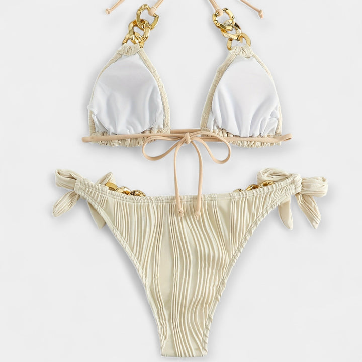 Striped Bikini Set with Ruffles