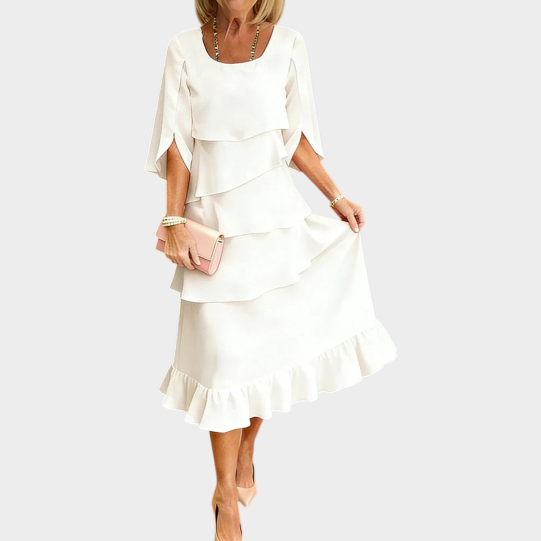 Layered Ruffle Midi Dress