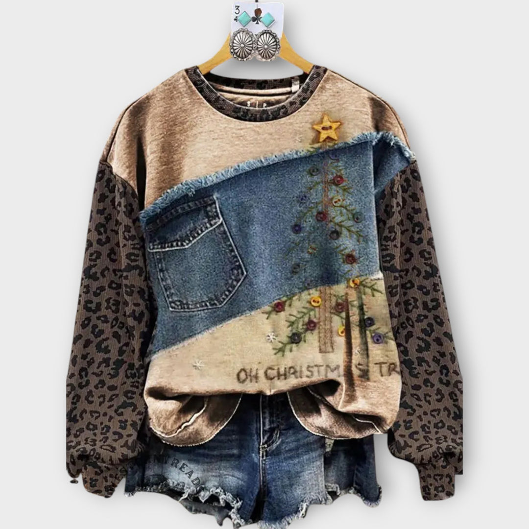 Patchwork Christmas Tree Sweatshirt