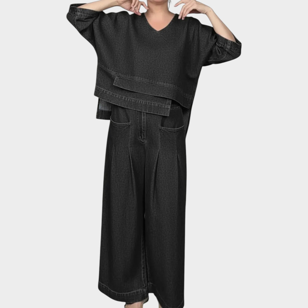 Relaxed Layered Denim Two-Piece Set