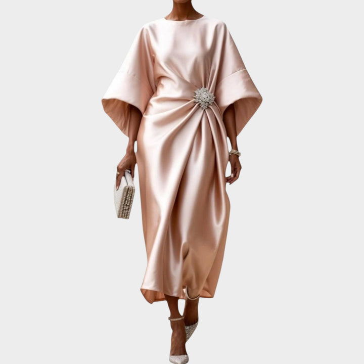 Draped Satin Statement Dress