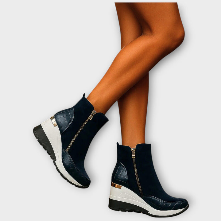 Wedge Sole Zip Ankle Sneakers