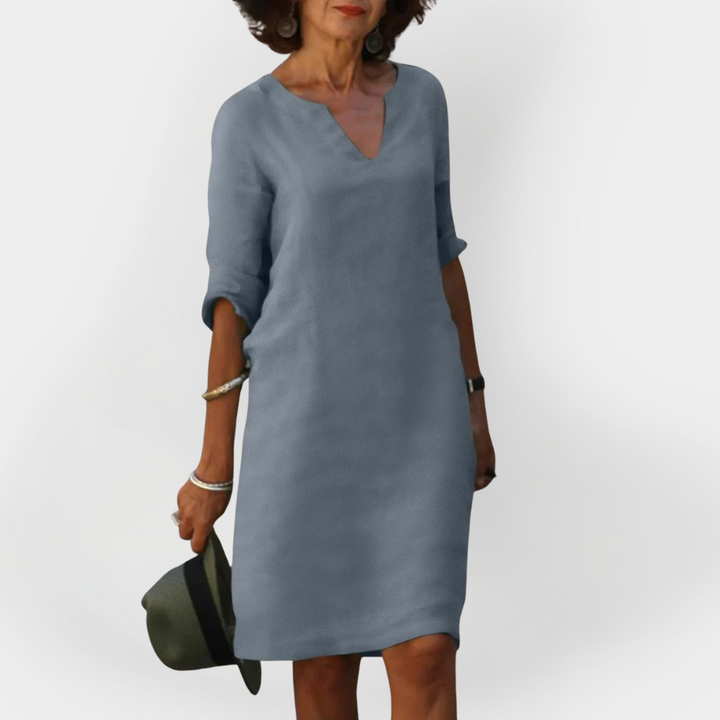 Daily Dress with V Neckline