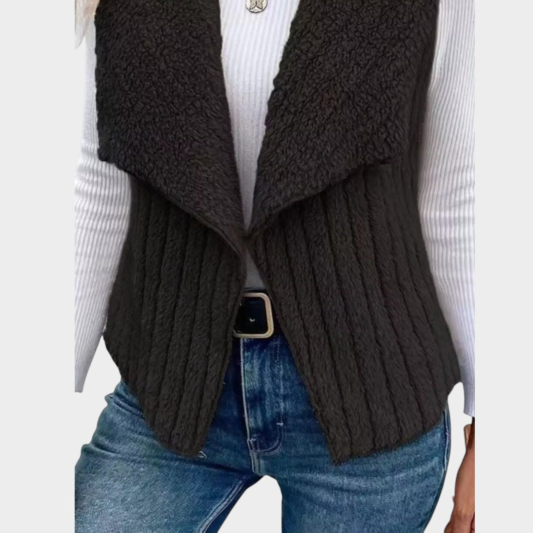 Textured Open-Front Layering Vest