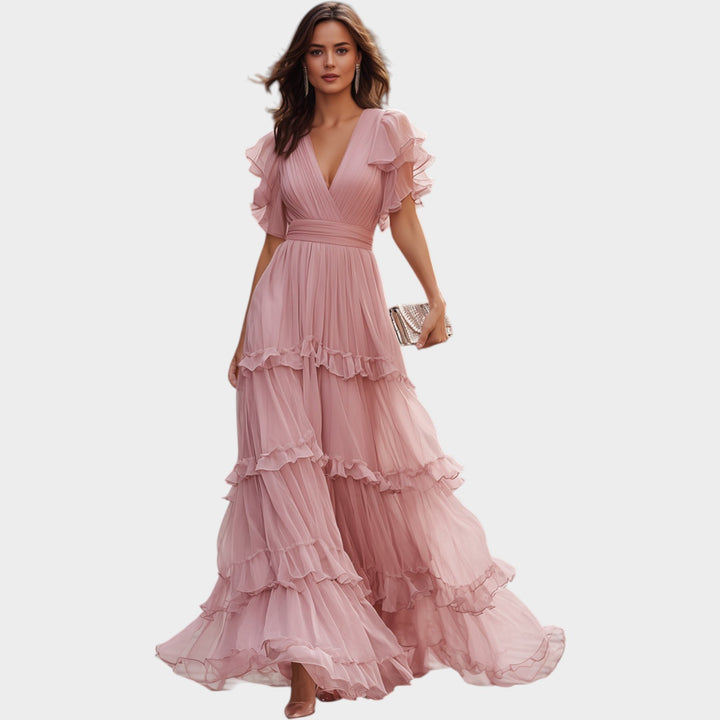 Elegant Tiered Ruffle Maxi Dress