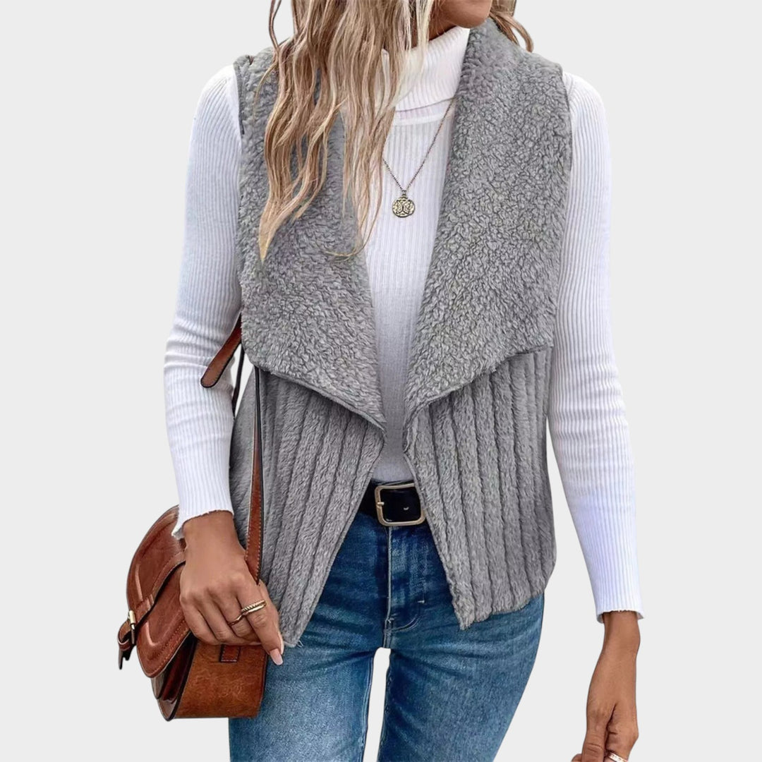 Textured Open-Front Layering Vest