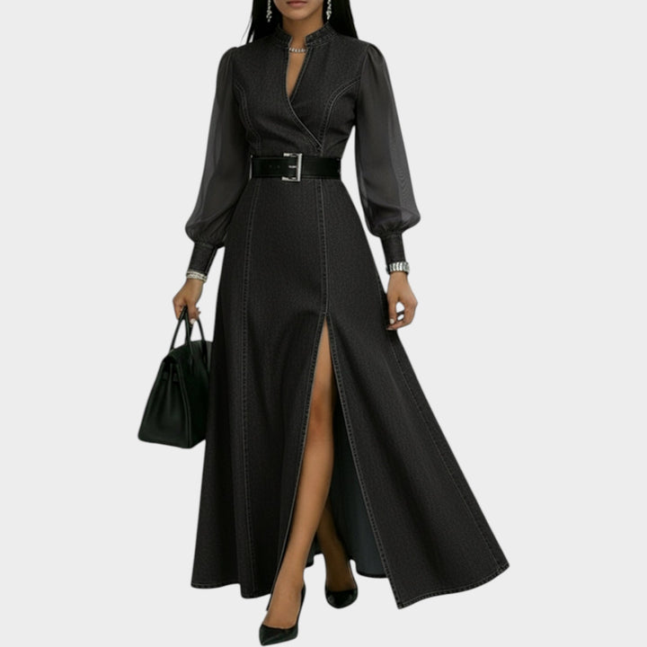 Structured Denim Maxi Dress