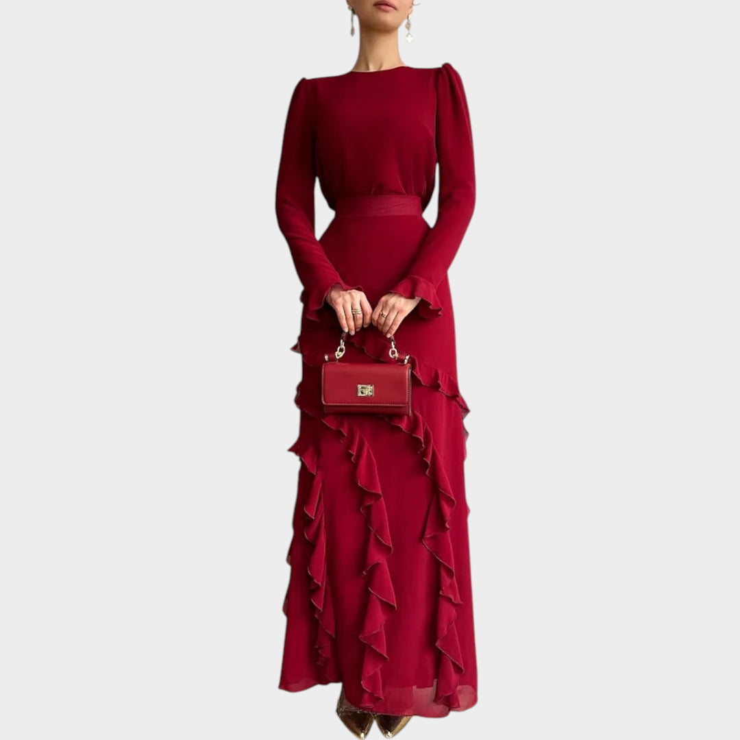 Elegant Ruffle Hem Maxi Dress