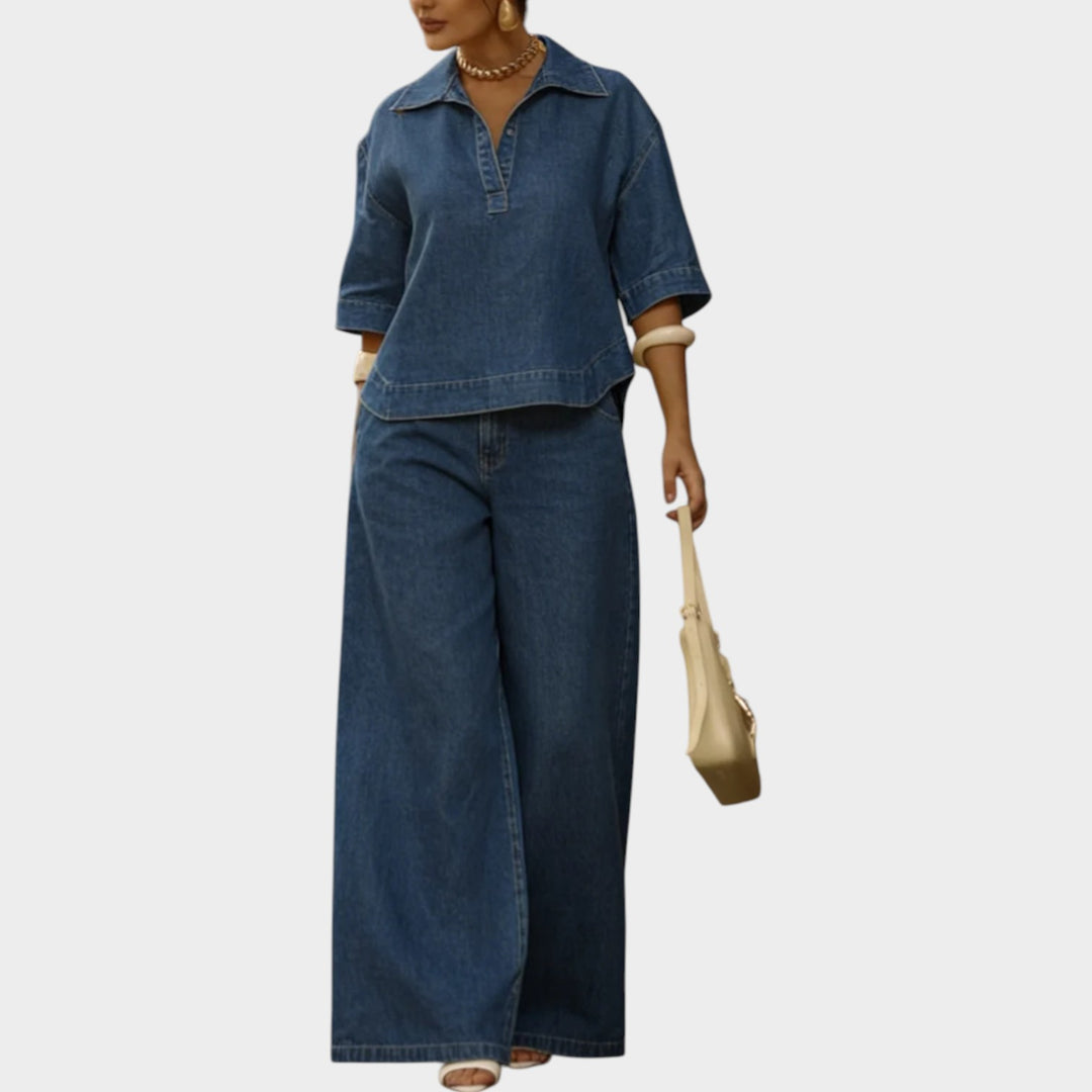 Denim-Inspired Two-Piece Set