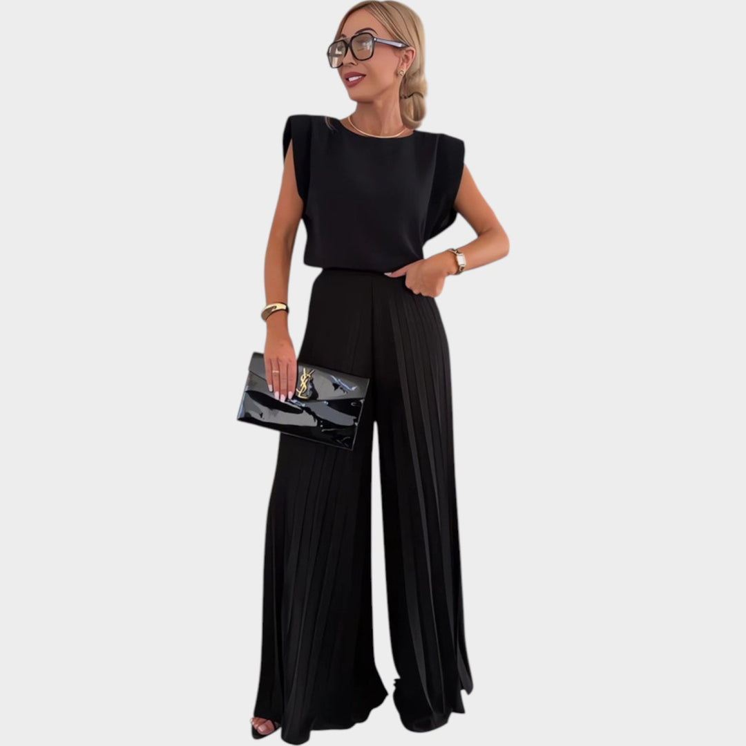 Structured Pleated Two-Piece Set