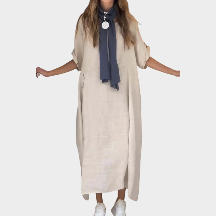 Relaxed Button‑Detail Maxi Dress