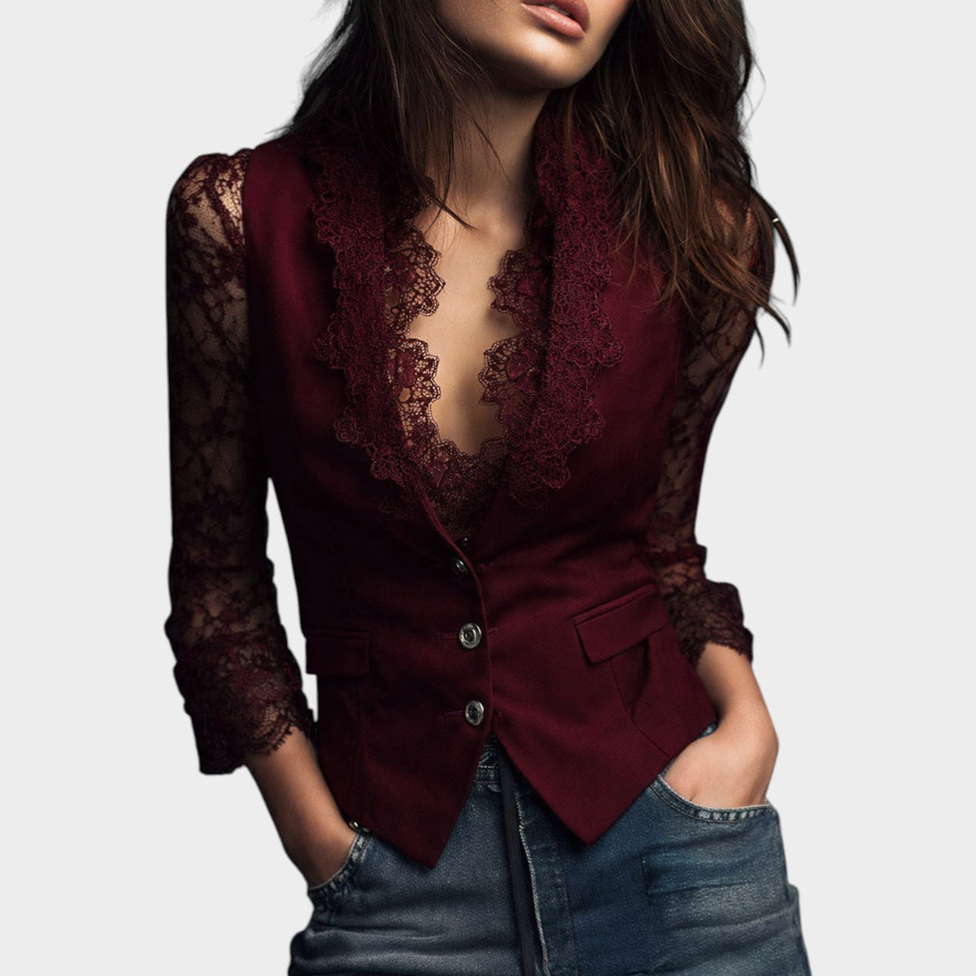 Lace Sleeve Tailored Blazer