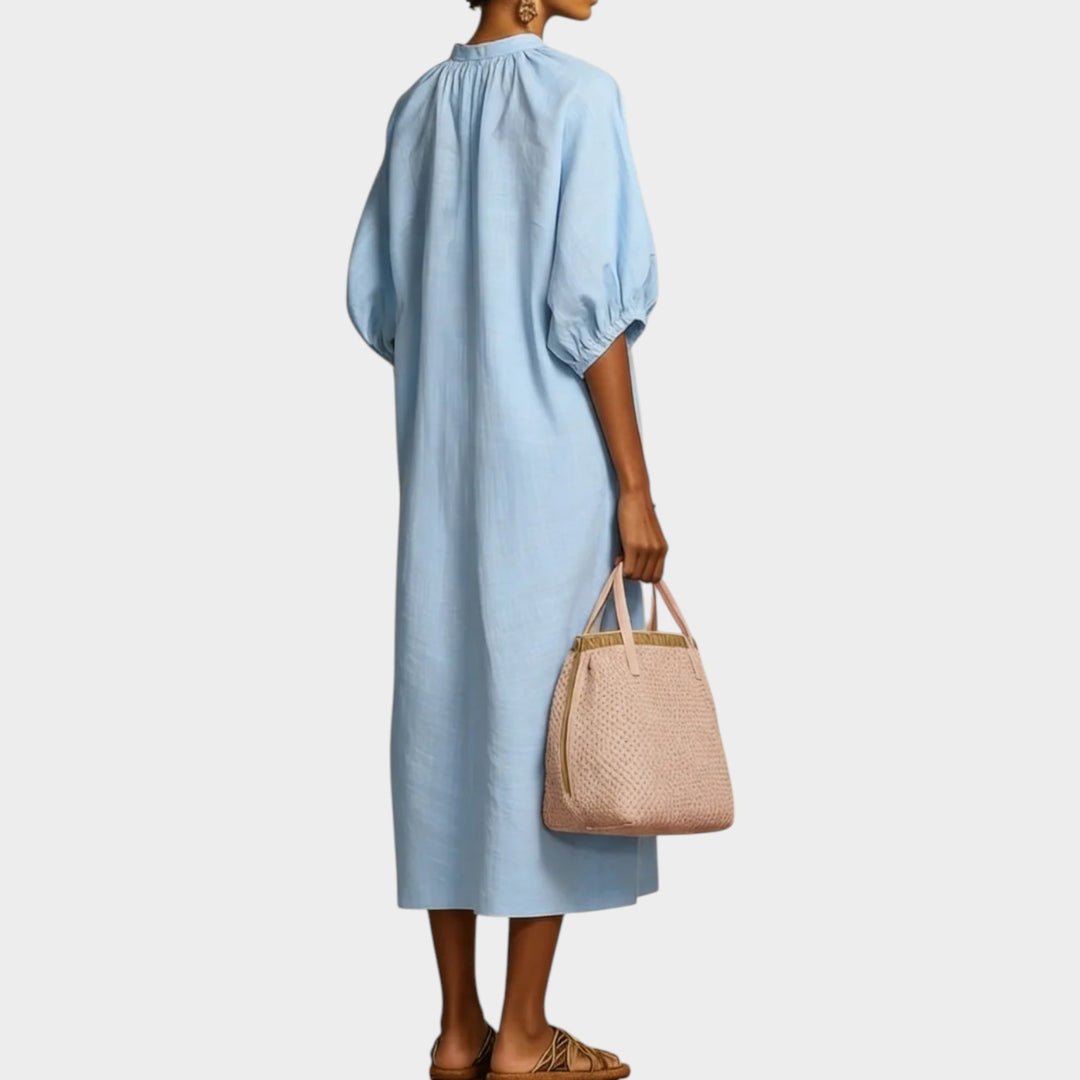 Relaxed Zip-Front Midi Dress