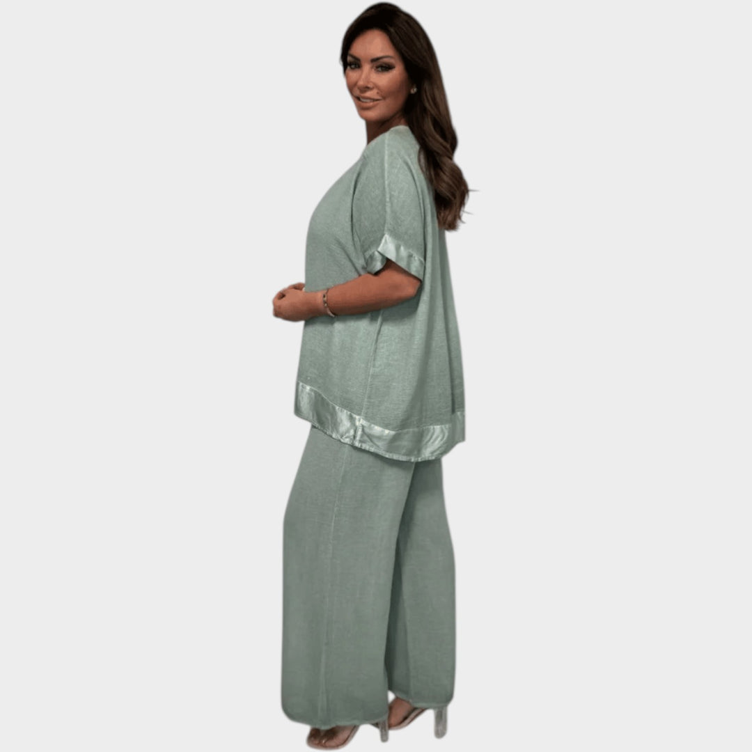 Relaxed V-Neck Two-Piece Set